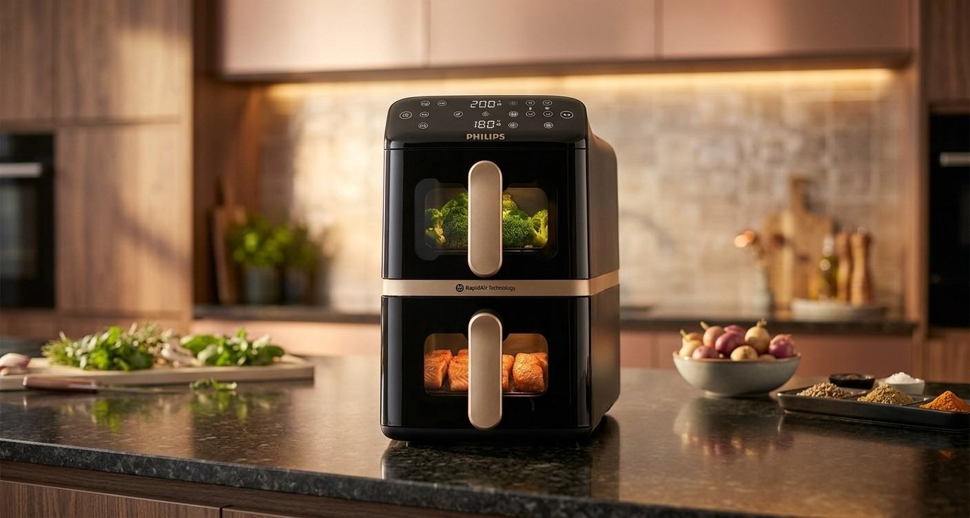 Philips Dual Basket Airfryer: ১০ লিটারের স্মার্ট এয়ার ফ্রায়ারে স্বাস্থ্যকর ও ঝামেলাহীন রান্না