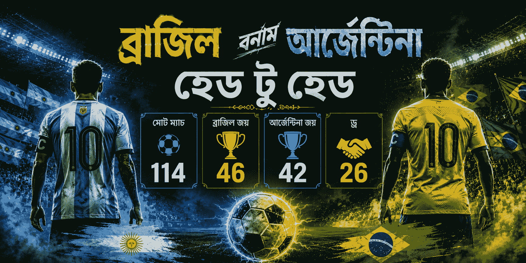 ব্রাজিল বনাম আর্জেন্টিনা হেড টু হেড : বিশ্বকাপ মোকাবেলায় কে এগিয়ে?