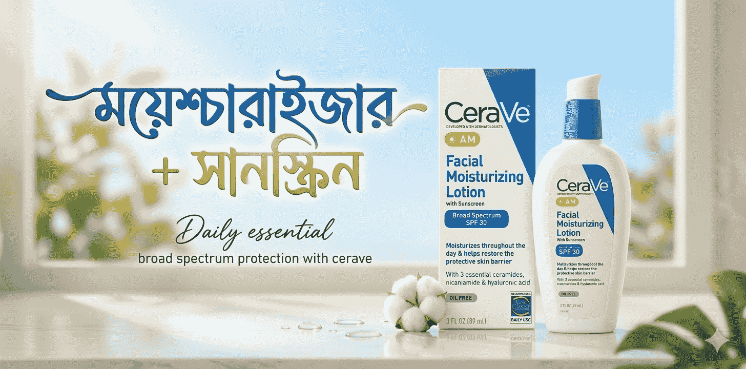 CeraVe AM Facial একই সাথে ময়েশ্চারাইজার ও সানস্ক্রিন রিভিউ