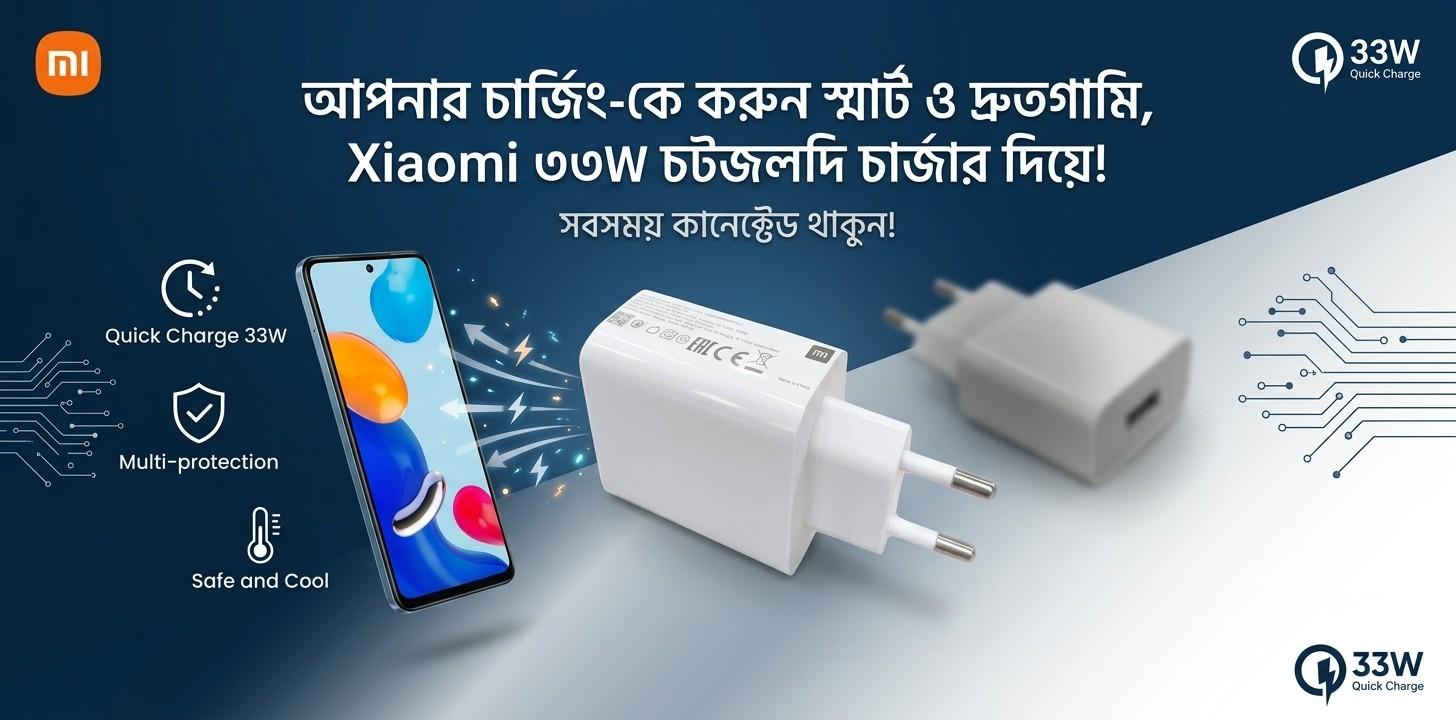 Xiaomi USB Charger 33W Quick Charge : দ্রুত, নিরাপদ ও নির্ভরযোগ্য চার্জিং সমাধান